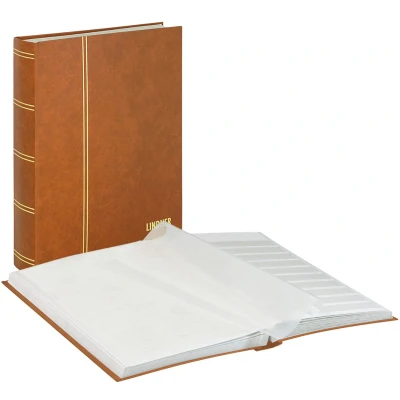 Afbeelding van Lindner Standaard, Insteekalbum A4 48 bladzijden (witte) 10 stroken Lichtbruin afm: 230x305x47 per st.