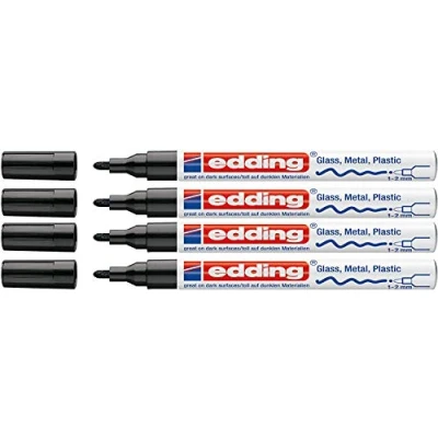 Afbeelding van Edding 751 lakmarker M punt (4 verpakkingen, zwart)