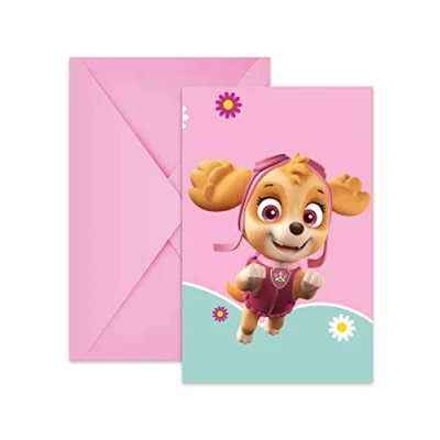 Afbeelding van Vegaoo 6 Paw Patrol uitnodigingen met Skye en Everest