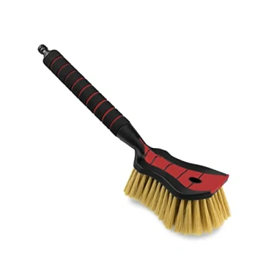 Afbeelding van ToM PaR Autowasborstel, waterborstel met slangaansluiting, autowasborstel wateraansluiting, zachte, fijne en delicate borstelharen, comfortabele handgreep, lengte: 44 cm,