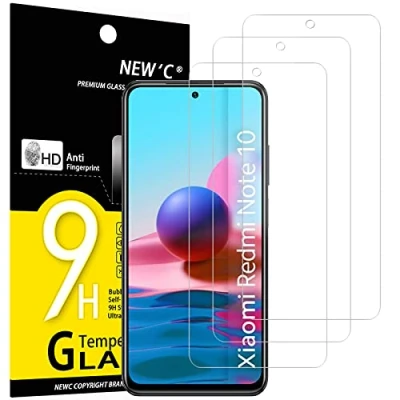 Afbeelding van NEW&#039;C 3 stuks gehard glas voor Xiaomi Redmi Note 10, 10 5G, POCO M5s, displaybeschermfolie krasbestendig extreem robuust (0,33 mm HD ultra transparant), hardheid 9H