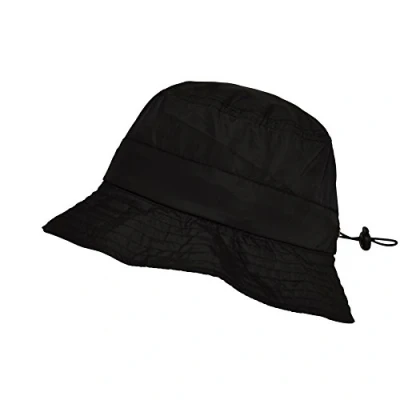 Afbeelding van TOUTACOO, Regenhoed, regenhoed of zomerhoed, zonnehoed, opvouwbaar in zijn geïntegreerde zak, nylonlook katoengevoel, 01 Zwart (regen)