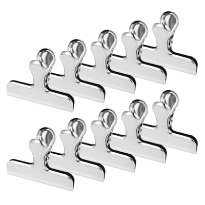 Afbeelding van 10 stuks roestvrijstalen metalen sluitklemmen, grote veerkracht, ideaal voor keuken, kantoor en school (77 mm)