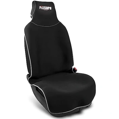 Image de fixcape Housses de siège voiture en néoprène Vainqueur comparatif avant Housse universelle imperméable Atelier Sport Hobby (noir/gris)