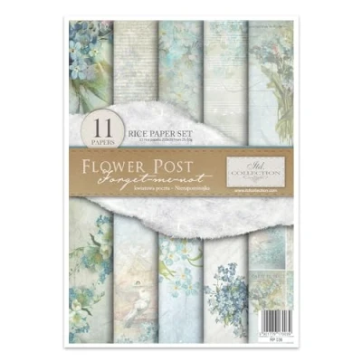 Afbeelding van ITD Collection Creatieve rijstpapierset A4 29,7 x 21 cm Multicolor snijtechniek (Flower Post Forget me not, RP036)