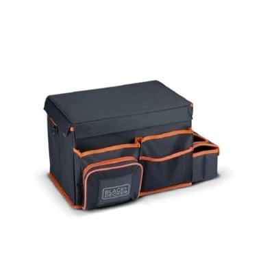 Afbeelding van BLACK+DECKER Kofferbak Organizer 47.5 x 25 30 CM Met Draagriem Cuphouders Grijs/ Oranje