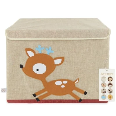 Afbeelding van Bieco Opvouwbare opbergdoos met deksel, 65 liter, ca. 36 x 51 cm, voor kinderen, kisten grote opbergdoos, luiertafel organizer