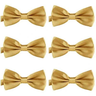 Afbeelding van DonDon Set van 6 vlinderdassen voor heren, 12 x cm, met reeds gebonden en verstelbare haak, Messing verguld