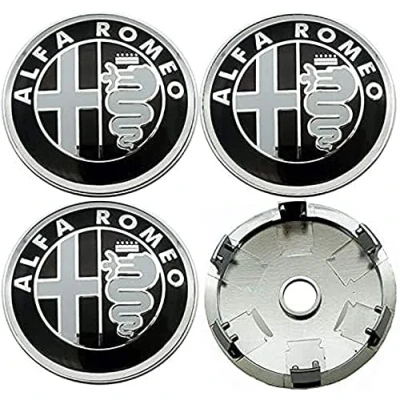 Afbeelding van 4 stuks naafdoppen voor Alfa Alpha Romeo 159 147 156 Giulietta Mito, 60 mm, auto wieldoppen, wielnaafdoppen, accessoires, decoratie