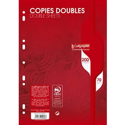Image de Clairefontaine Copie Double Blanche A4 5x5 70g Perforee Sachet De 50