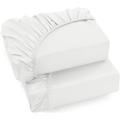 Afbeelding van Utopia Bedding Set van 2 hoeslakens, hoekhoogtes 35 cm voor dik matras, geborstelde microvezel, 90 x 200 cm, wit