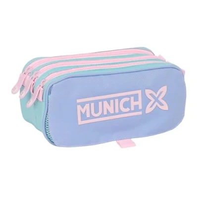 Afbeelding van Pennenetui met 3 vakken Munich Mellow Blauw Roze Hemelsblauw 21,5 x 10 8 cm