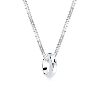 Afbeelding van Elli PREMIUM Dames Halsketting Cirkelring Hanger met Diamant (0.005 ct) in 925 Sterling Zilver
