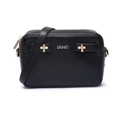 Afbeelding van Liu Jo Schoudertas voor dames, elegant design, zwart kunstleer, gouden details, zwart, zwart.