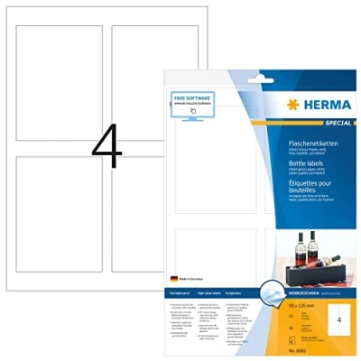 Afbeelding van Etiket HERMA flessen 8882 90x120mm A4 glossy wit 40stuks