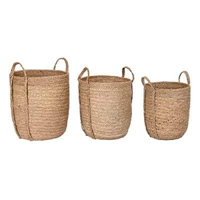 Afbeelding van Decoratieve Doos DKD Home Decor Zeegras (44 x 44 57 cm) (3 Onderdelen)