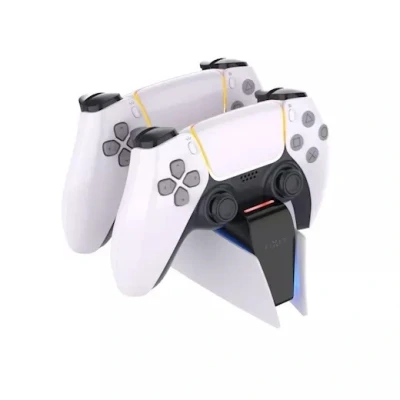 Afbeelding van STAŁA stacja ładująca dla dwóch kontrolerów bezprzewodowych DualSense PlayStation 5, czarno biała
