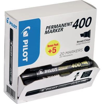 Afbeelding van Pilot Permanent Marker 400, Xxl Doos Met 15 + 5 Stuks, Zwart