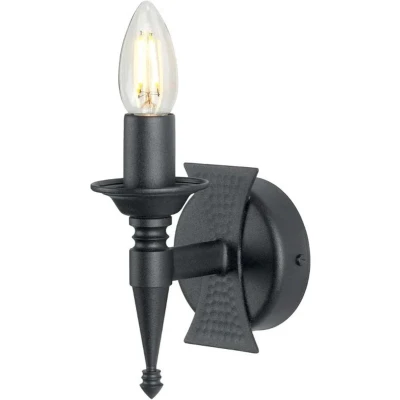 Afbeelding van Middeleeuwse wandlamp SAXON, 1 lichts, zwart