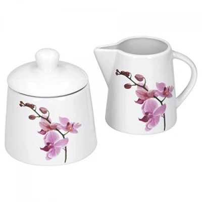 Afbeelding van Van Well Kyoto Orchidee Servies set Meerdere sets beschikbaar 2 delige suikerpot + melkkan