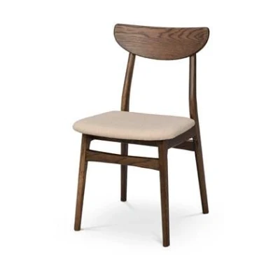 Afbeelding van Rowico Home Rodham Houten Eetkamerstoel Donker Eiken Beige Stof