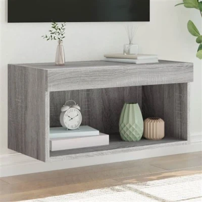 Afbeelding van vidaXL Tv meubel met LED verlichting 60x30x30 cm grijs sonoma eiken