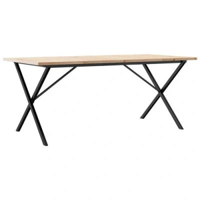 Afbeelding van vidaXL Eettafel X frame 180x90x75,5 cm massief grenenhout en gietijzer