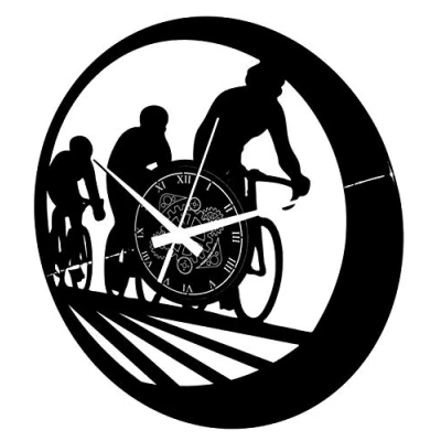 Afbeelding van Instant Karma Clocks Wandklok van vinyl, cadeau idee, sport, fietsen, tour de France, fietsen uit Italië, vintage, handgemaakt