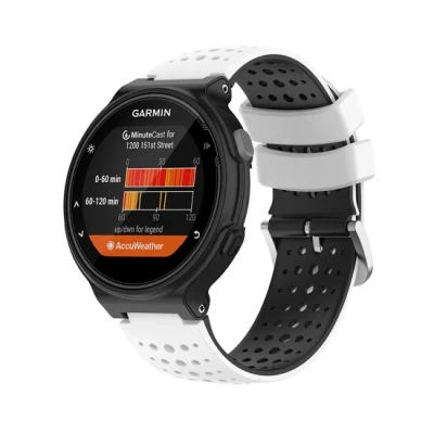 Afbeelding van Siliconen Dot Pattern bandje Wit + zwart Garmin Forerunner 220 / 230 235 620 630 735 (XT)