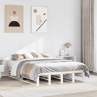 Afbeelding van Bedframe zonder matras massief grenenhout wit 140x200 cm