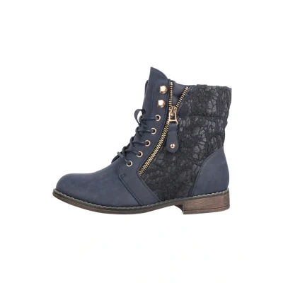 Afbeelding van Elara Herbst Veterboots, Dames, Maat: 40, Dunkelblau Kunststof