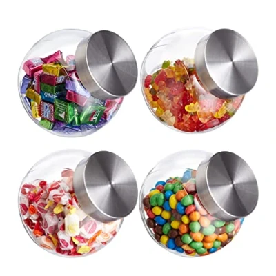 Afbeelding van Relaxdays voorraadpotten 1,5 l 4 stuks snoeppotten met deksel glazen potten glas