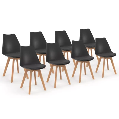 Image de Lot de 8 chaises scandinaves SARA noires pour salle à manger