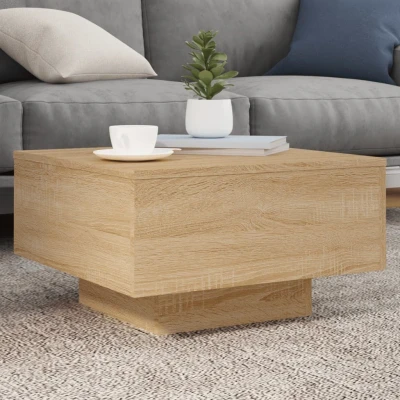 Afbeelding van Salontafel met LED verlichting 55x55x31 cm sonoma eikenkleurig