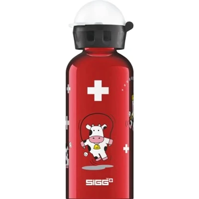 Image de SIGG Gourde Enfant En Aluminium Kids Funny Cows Étanche &amp; Légère Sans BPA Certifiée Neutre CO2 Rouge 0,4L