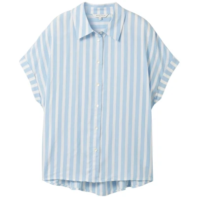 Afbeelding van TOM Tailor Overhemdblouse, Dames, Maat: 36, Offwhite blue vertical stripe