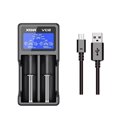 Afbeelding van xtar Vc2 USB oplader met lcd display 3,6 V/3,7 V Li Ion/Imr/Inr/Icr 10440 14500 14650 16340 17335 17500 17670 18350 18490 18500 18666 6 50 stuks. 18 Ion batterijlader 700 20700 21700 22650 25500