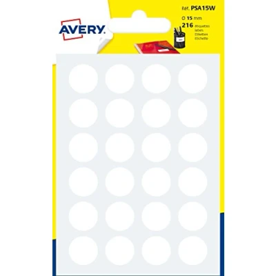 Afbeelding van Etiket Avery 15 mm rond blister 216 st wit