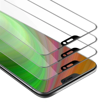 Afbeelding van Cadorabo 3x Screenprotector geschikt voor Vivo V9 Volledig scherm pantserfolie Beschermfolie in TRANSPARANT met ZWART Getemperd (Tempered) Display beschermend glas 9H hardheid 3D Touch