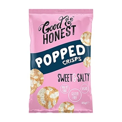 Image de Good &amp; Honest Popped Crisps, collations de pub sans gluten, saveur sucrée et salée, 8 x 85 g