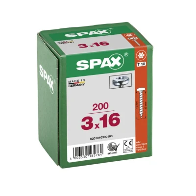 Afbeelding van Spax spaanplaatschroeven cilinderkop verzinkt T Star T10 3.0x16mm (per 200 stuks)