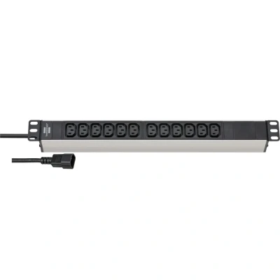 Afbeelding van Brennenstuhl 1390007112 Alu Line 19&quot; PDU Server Stekkerdoos 10A met 12x C13 Stopcontacten C14 UPS Stekker 2 meter