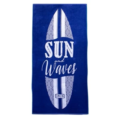 Afbeelding van jilda tex Strandhanddoek, 90 x 180 cm, strandlaken, 100% katoen, velours badstof, onderhoudsvriendelijk (Sun &amp; Waven)