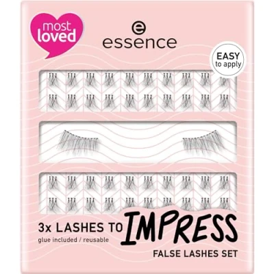 Afbeelding van essence Lashes to Impress 01 Valse Wimpers, 3 paar, zwart, veganistisch, nanodeeltjesvrij, parfumvrij, olievrij