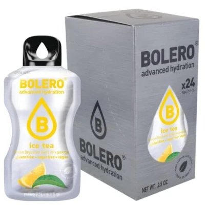 Afbeelding van Bolero ICE TEA LEMON 24 x 3 g, poedersap zonder suiker, gezoet met stevia + vitamine C, voor kinderen en sporters, glutenvrij, veganistisch, ijsthee citroensmaak