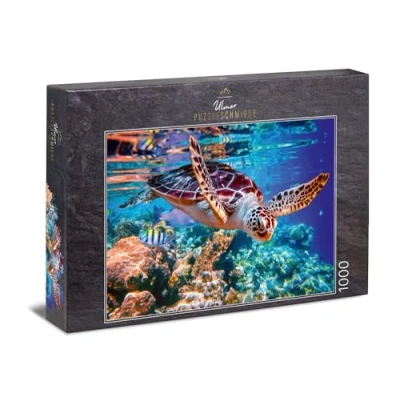 Afbeelding van Ulmer Puzzleschmiede puzzel &quot;Zeeschildpad&quot; Klassieke met 1000 stukjes van de zee drijvende schildpad als verlichte onderwateropname in Zuidzee