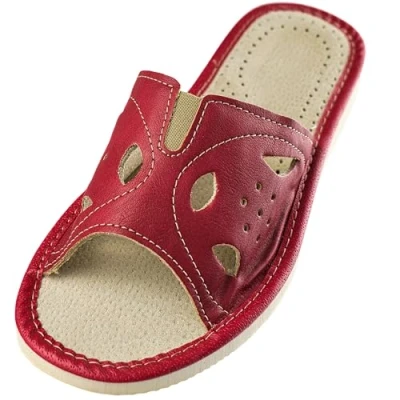 Afbeelding van APREGGIO Damespantoffels Light Natural 100% Skin Product Handmade Flexibele Zool Comfort Soft, Rood, 39 EU