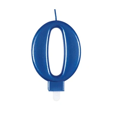 Afbeelding van Unique Party 19610 Metallic verjaardagskaars Nummer 0 Blauw