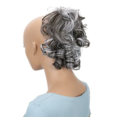 Afbeelding van PRETTYSHOP Haarstukje Scrunchy Updo Kapsels Bruidskapsels Volumineus Krullend Rommelig Knotje Bruin Grijs Mix G14L