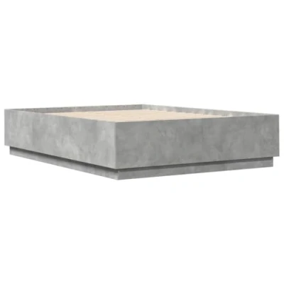 Afbeelding van vidaXL Bedframe met LED verlichting bewerkt hout betongrijs 160x200 cm